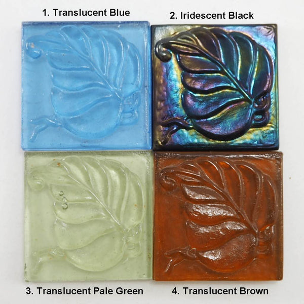 Decorative Square glass tiles, 48x48 mm, Leaf