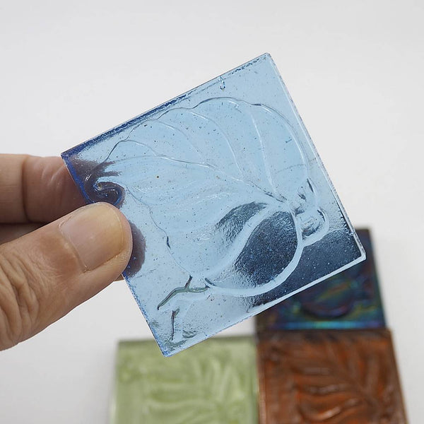 Decorative Square glass tiles, 48x48 mm, Leaf