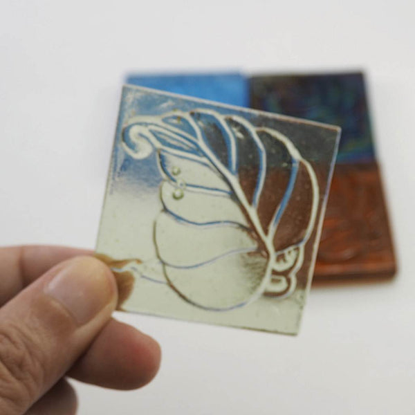 Decorative Square glass tiles, 48x48 mm, Leaf