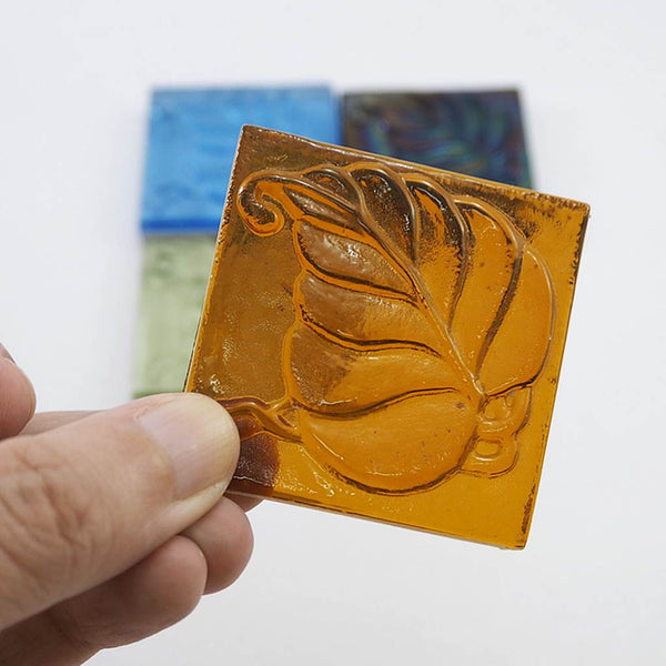 Decorative Square glass tiles, 48x48 mm, Leaf