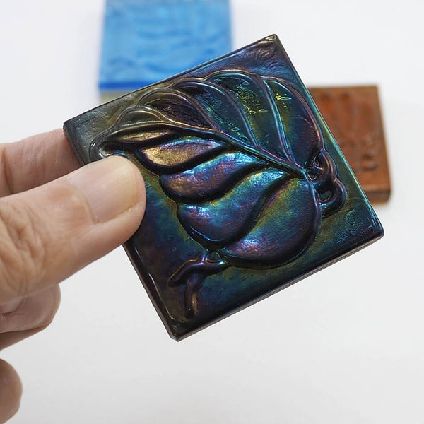 Decorative Square glass tiles, 48x48 mm, Leaf