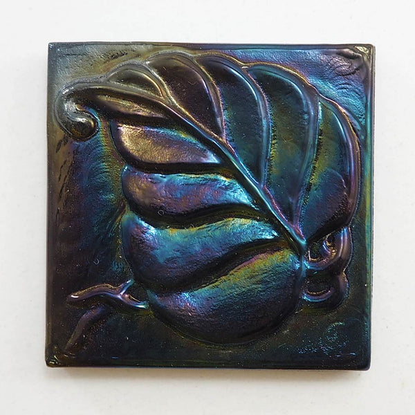 Decorative Square glass tiles, 48x48 mm, Leaf