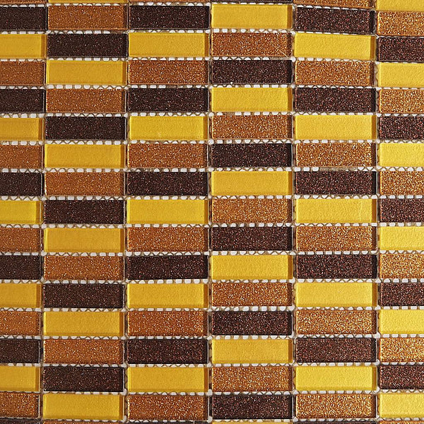 Glass mosaic tiles, 15x50 mm, Sparkle Ginger Spice
