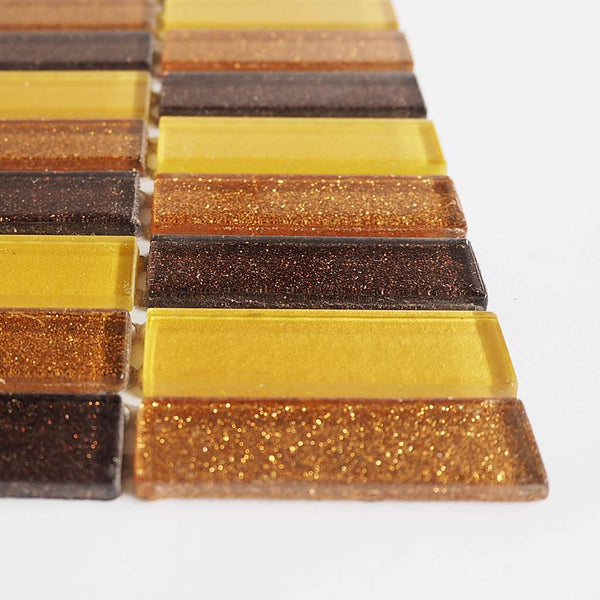 Glass mosaic tiles, 15x50 mm, Sparkle Ginger Spice
