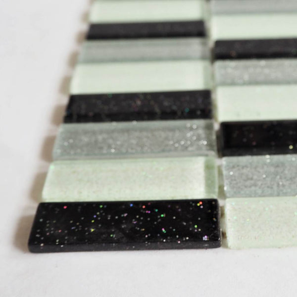 Glass mosaic tiles, 15x50 mm, Sparkle Monochrome