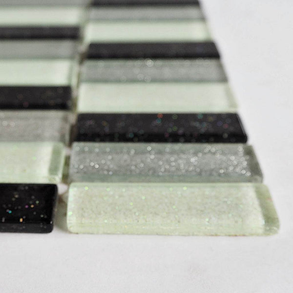 Glass mosaic tiles, 15x50 mm, Sparkle Monochrome
