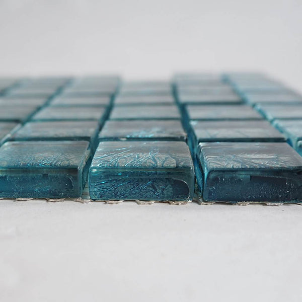 Glass mosaic tiles, 25x25 mm, Foil Sky Blue