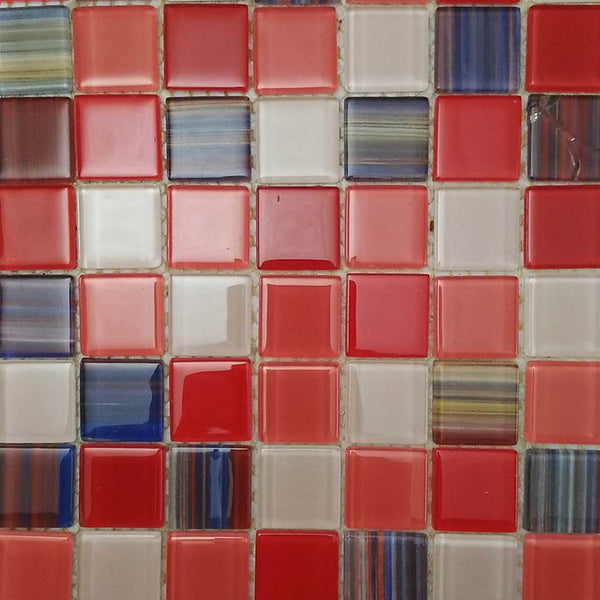 Glass mosaic tiles, 25x25 mm, Retro stripe