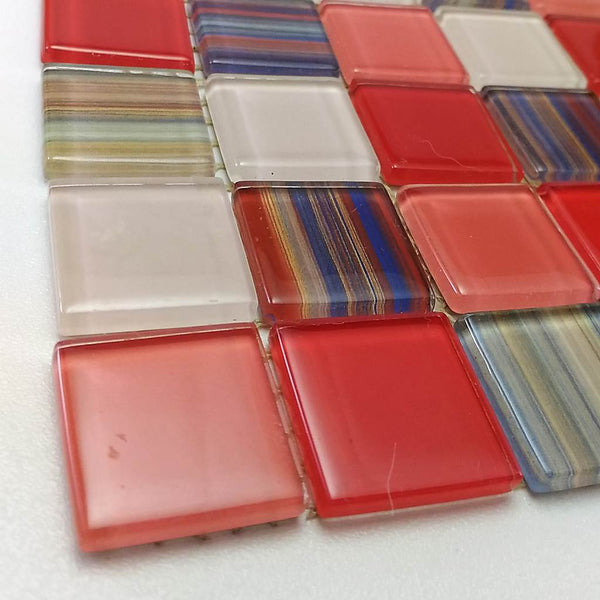 Glass mosaic tiles, 25x25 mm, Retro stripe