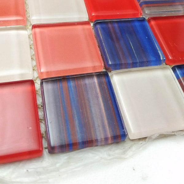 Glass mosaic tiles, 25x25 mm, Retro stripe