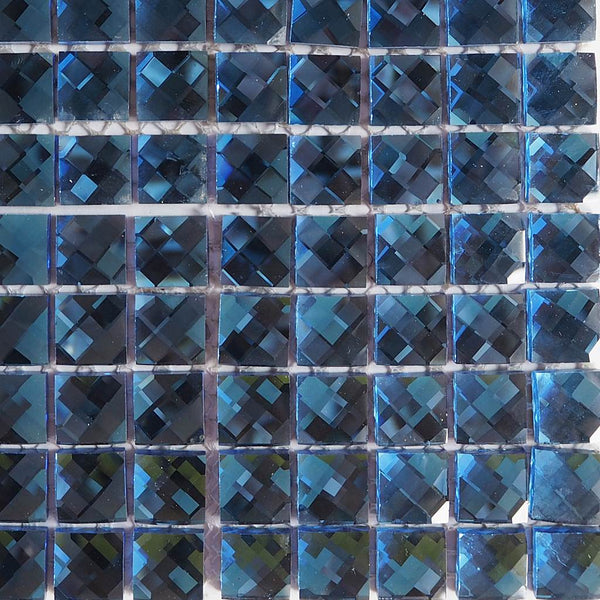 Glass rhinestone tiles, 15x15 mm, Blue