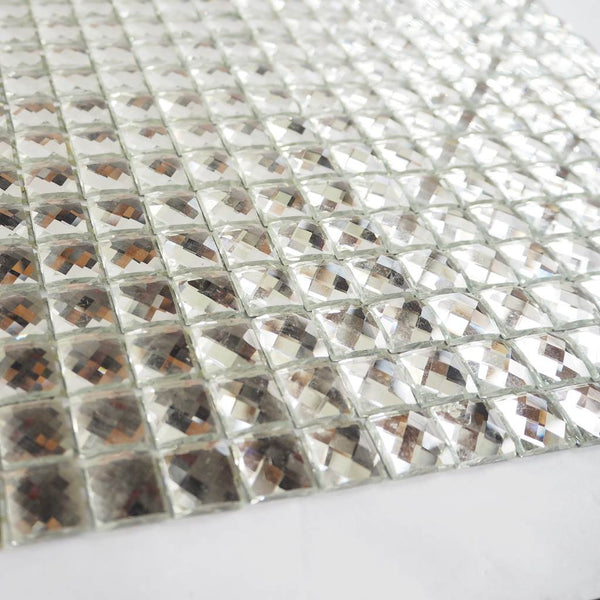 Glass rhinestone tiles, 15x15 mm, Silver