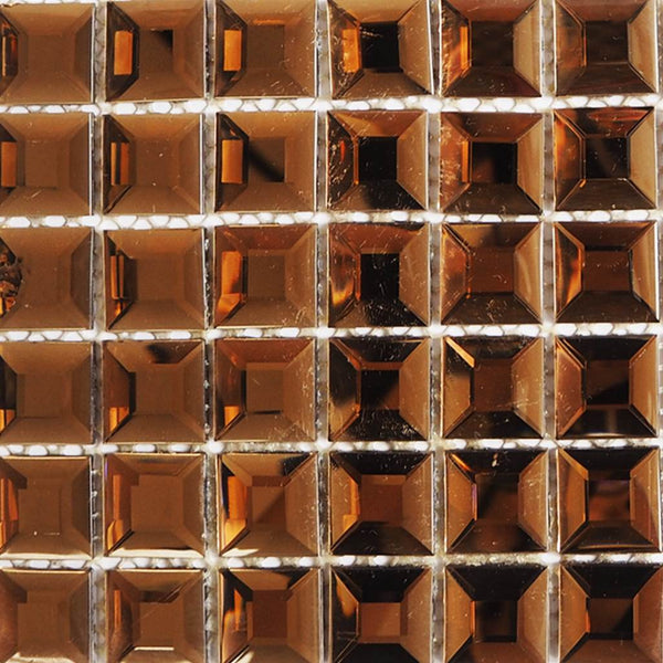 Glass rhinestone tiles, 25x25 mm, Bronze