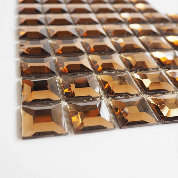 Glass rhinestone tiles, 25x25 mm, Bronze