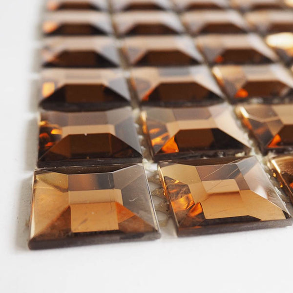 Glass rhinestone tiles, 25x25 mm, Bronze