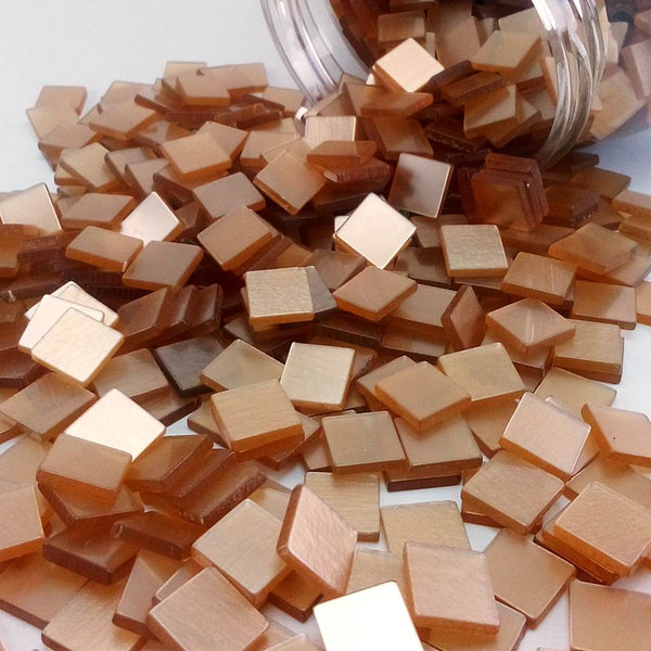 Resin mosaic tiles, 10x10 mm, Glossy LB Light Brown