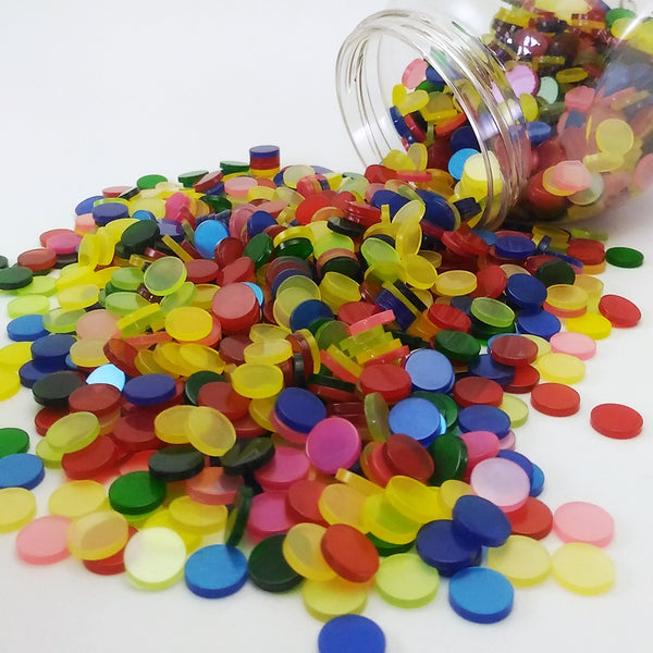 Resin mosaic tiles, Round 10 mm, Glossy Rainbow mixes