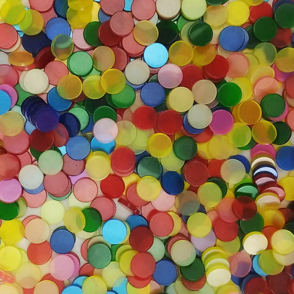 Resin mosaic tiles, Round 10 mm, Glossy Rainbow mixes
