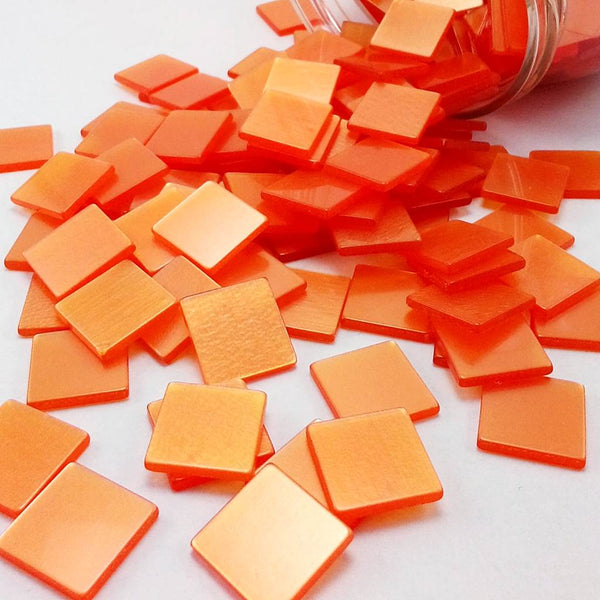 Resin mosaic tiles, 15x15 mm, Glossy DO Dark Orange