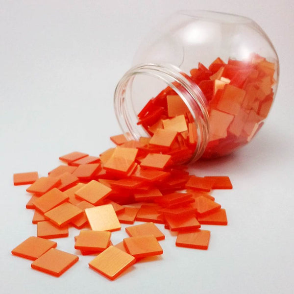 Resin mosaic tiles, 15x15 mm, Glossy DO Dark Orange