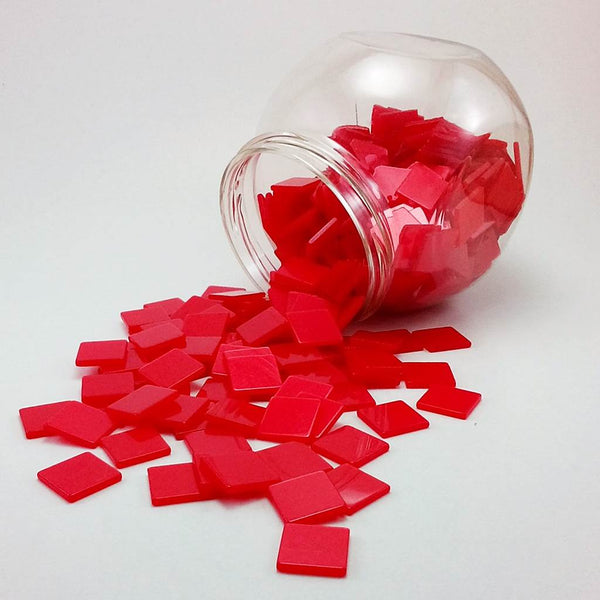 Resin mosaic tiles, 15x15 mm, Glossy DR Dark Red