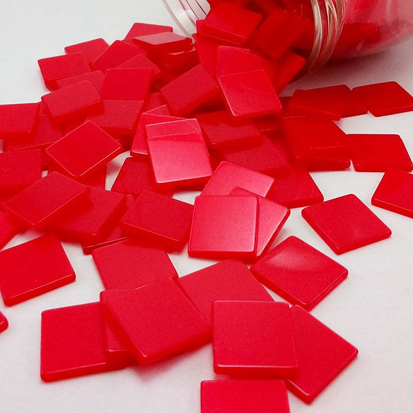 Resin mosaic tiles, 15x15 mm, Glossy DR Dark Red