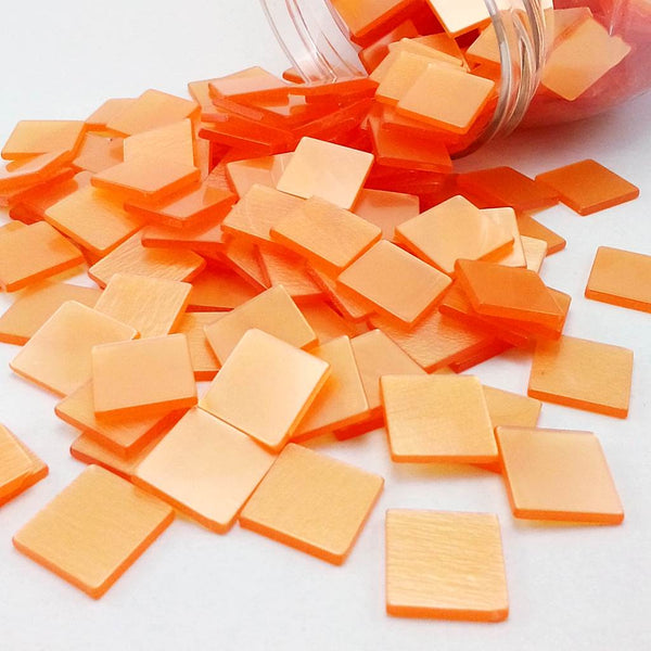 Resin mosaic tiles, 15x15 mm, Glossy LO Light Orange