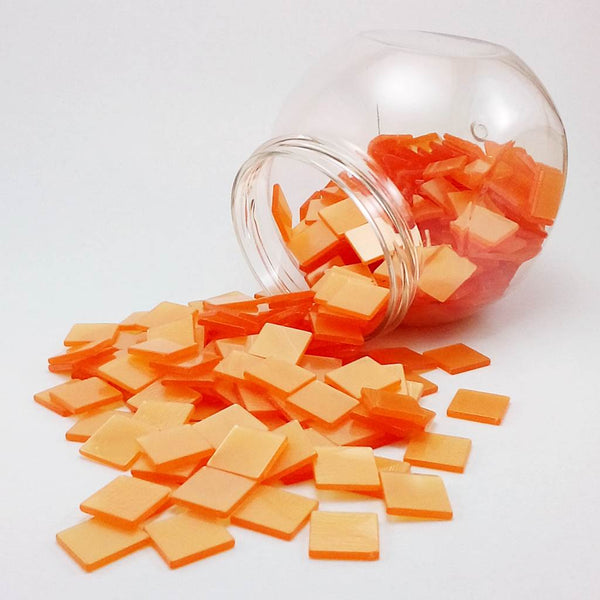Resin mosaic tiles, 15x15 mm, Glossy LO Light Orange