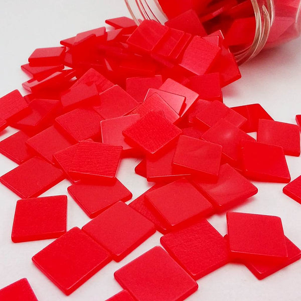 Resin mosaic tiles, 15x15 mm, Glossy LR Light Red