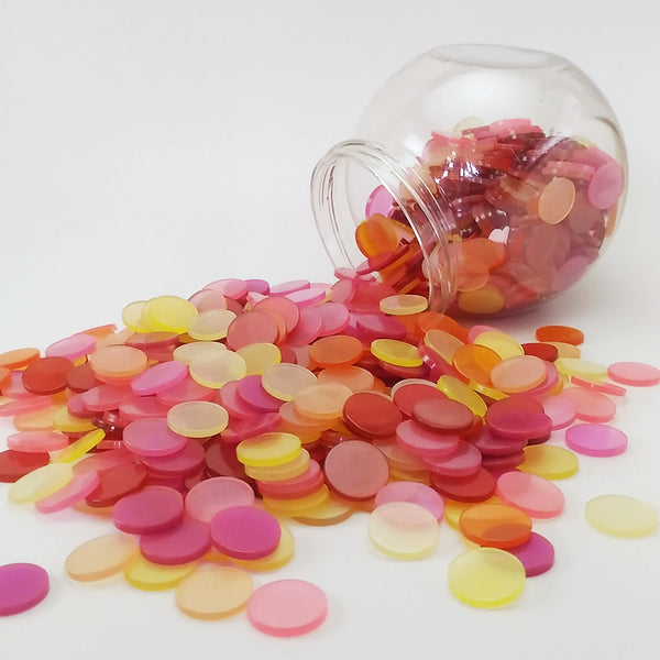 Resin mosaic tiles, Round 15 mm, Glossy Candy mixes