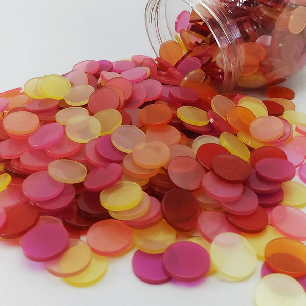 Resin mosaic tiles, Round 15 mm, Glossy Candy mixes