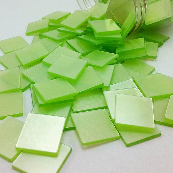 Resin mosaic tiles, 20x20 mm, Glossy LLG Light Lime Green