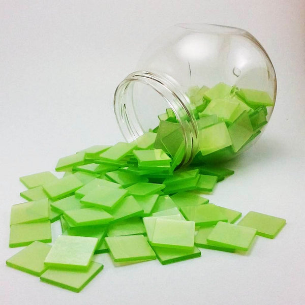 Resin mosaic tiles, 20x20 mm, Glossy LLG Light Lime Green