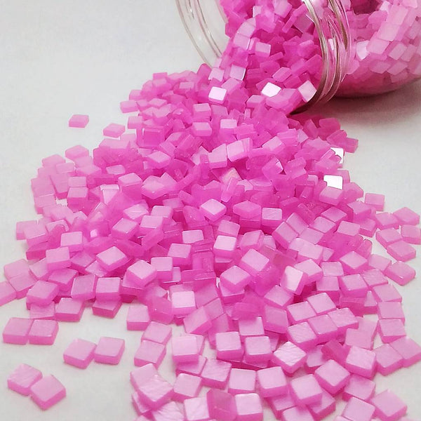 Resin mosaic tiles, 5x5 mm, Glossy 216 Sacket Pink