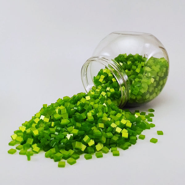 Resin mosaic tiles, 5x5 mm, Glossy 416 Bright Lime Green