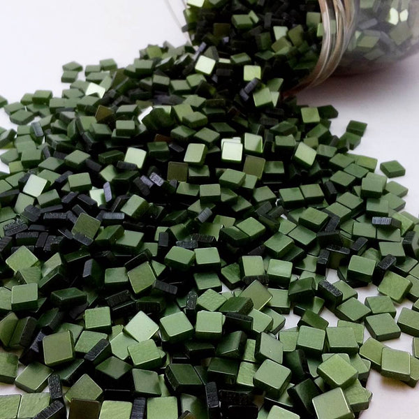 Resin mosaic tiles, 5x5 mm, Glossy 433 Mosstone