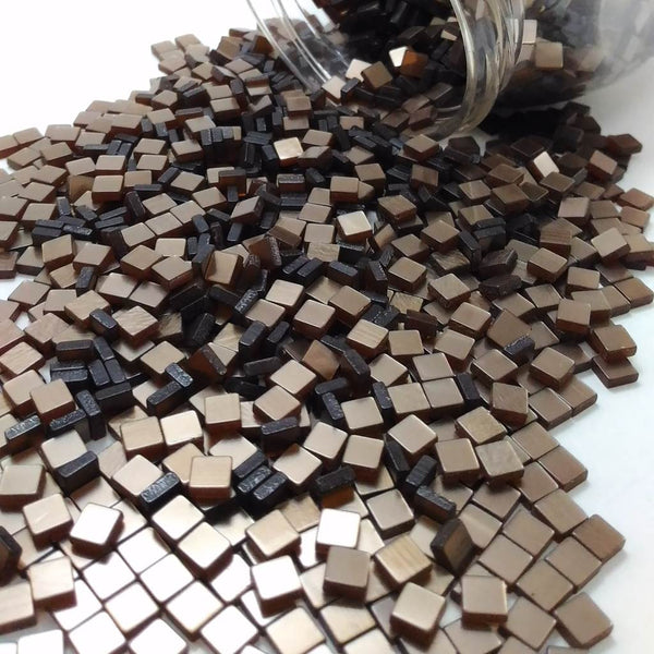 Resin mosaic tiles, 5x5 mm, Glossy 820 Brown Patina