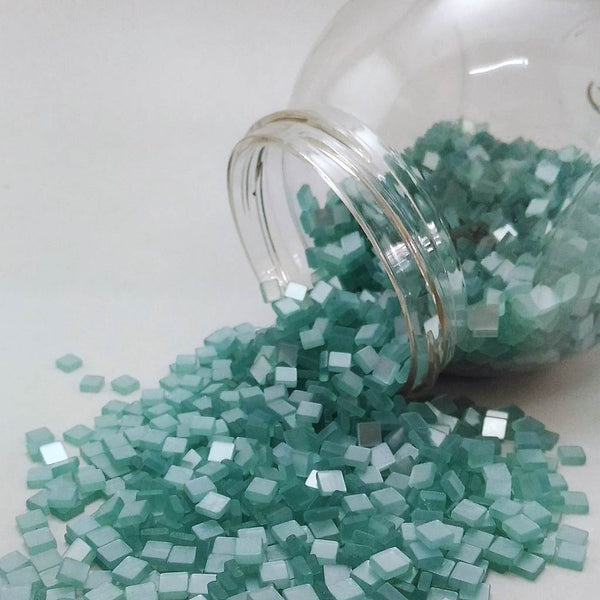 Resin mosaic tiles, 5x5 mm, Glossy TL Teal