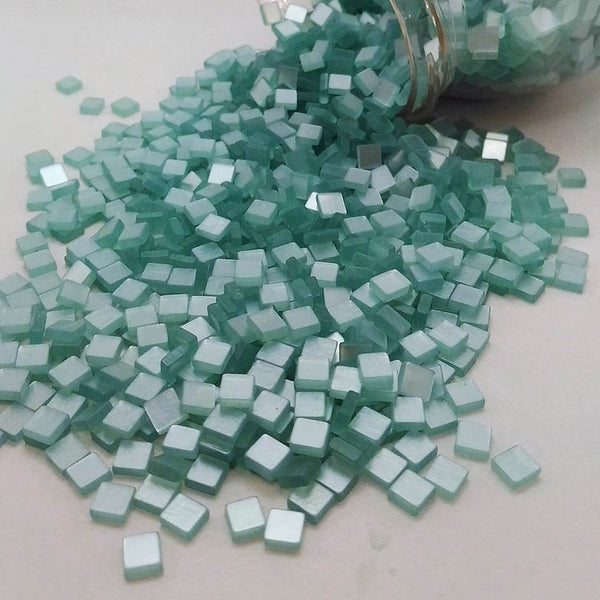 Resin mosaic tiles, 5x5 mm, Glossy TL Teal