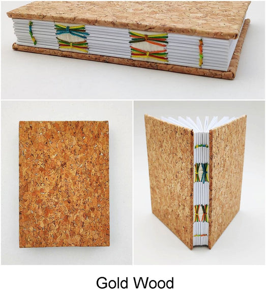 Handmade Coptic stitch binding - A6 book journal / Natural Cork textured