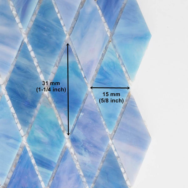 Iridescent glass mosaic tiles, Diamond, Ocean Blue
