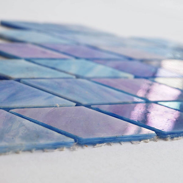 Iridescent glass mosaic tiles, Diamond, Ocean Blue