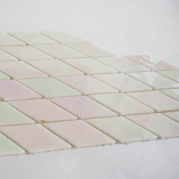 Iridescent glass mosaic tiles, Diamond, Pearl White