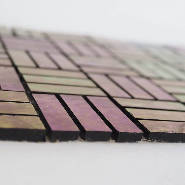 Iridescent glass mosaic tiles, 9x28 mm, Meadow Violet