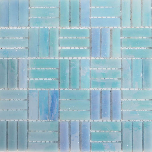 Iridescent glass mosaic tiles, 9x28 mm, Sky Blue