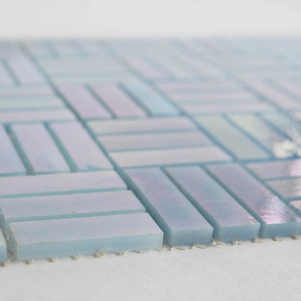 Iridescent glass mosaic tiles, 9x28 mm, Sky Blue