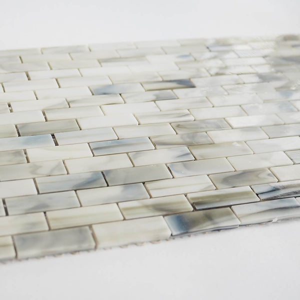 Iridescent glass mosaic tiles, 9x28 mm, Graymist