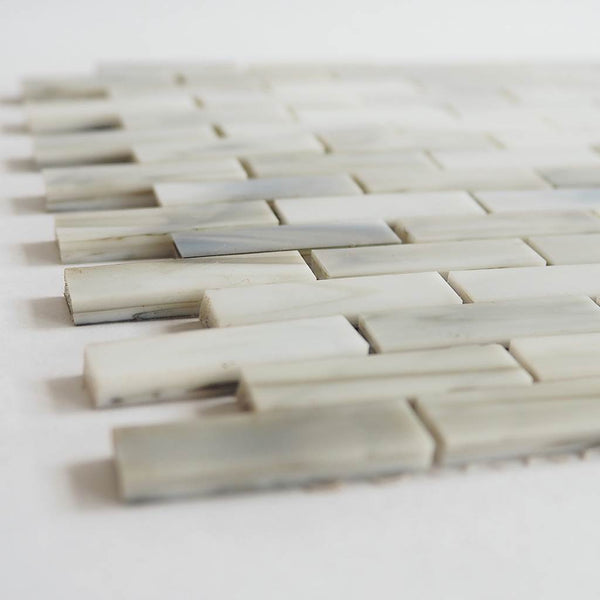 Iridescent glass mosaic tiles, 9x28 mm, Graymist