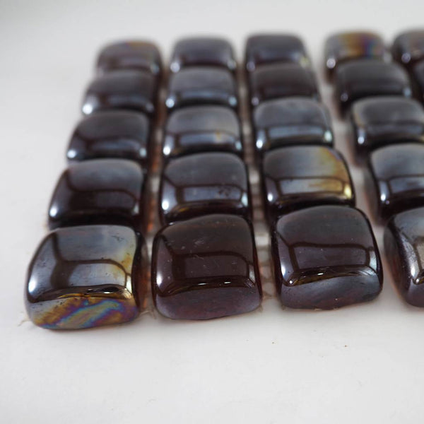 Glass mosaic tiles, Square pebbles 25x25mm, Reddish Brown