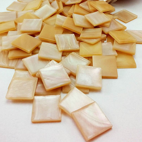 Resin mosaic tiles, 15x15 mm, La Concha 103 Goldlip